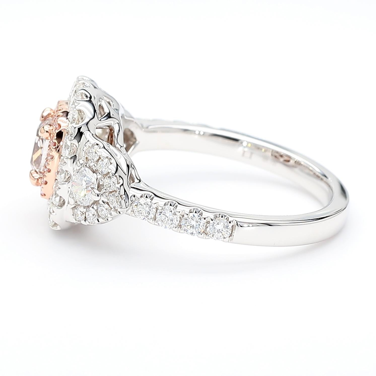 GIA Natural Fancy Pinkish Brown Cushion Diamond 1.42 Carat TW Gold Ring
