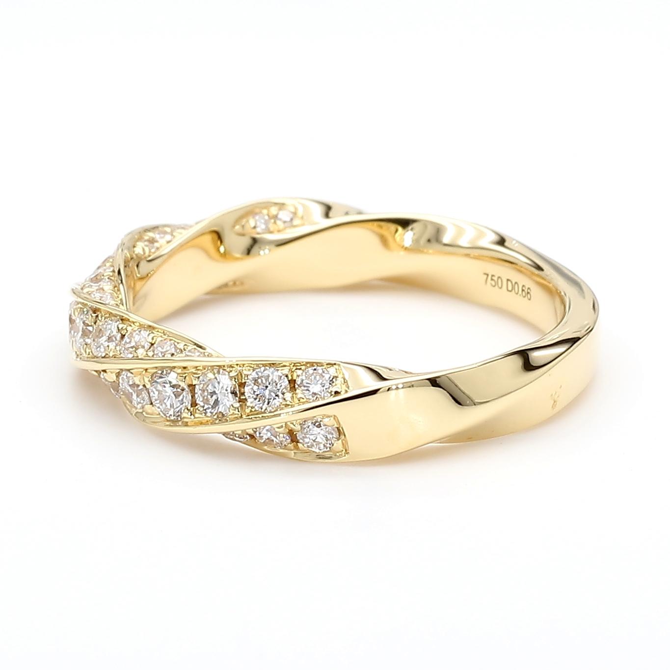 Natural White Round Diamond 0.66 Carat TW Gold Ring