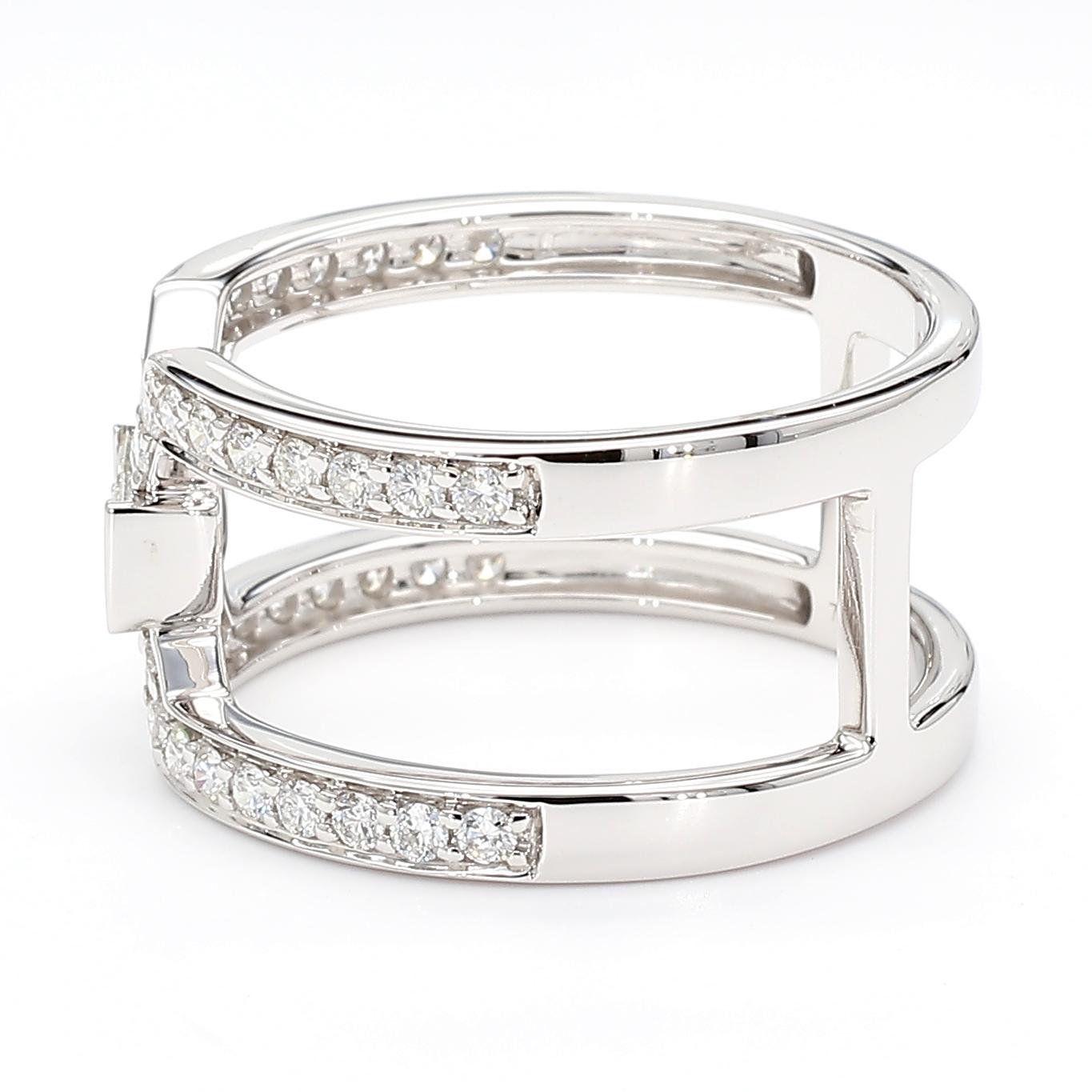 Natural White Baguette Diamond 0.58 Carat TW Gold Ring