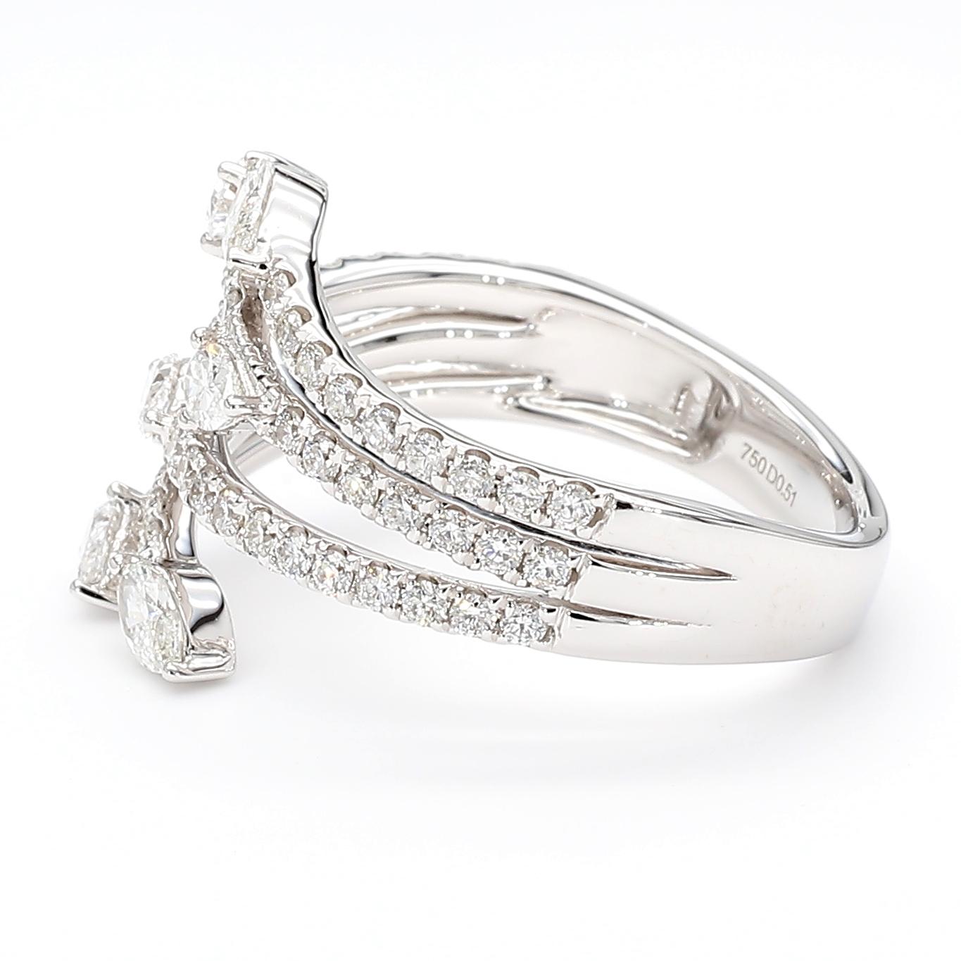 Natural White Marquise Diamond 1.06 Carat TW Gold Ring