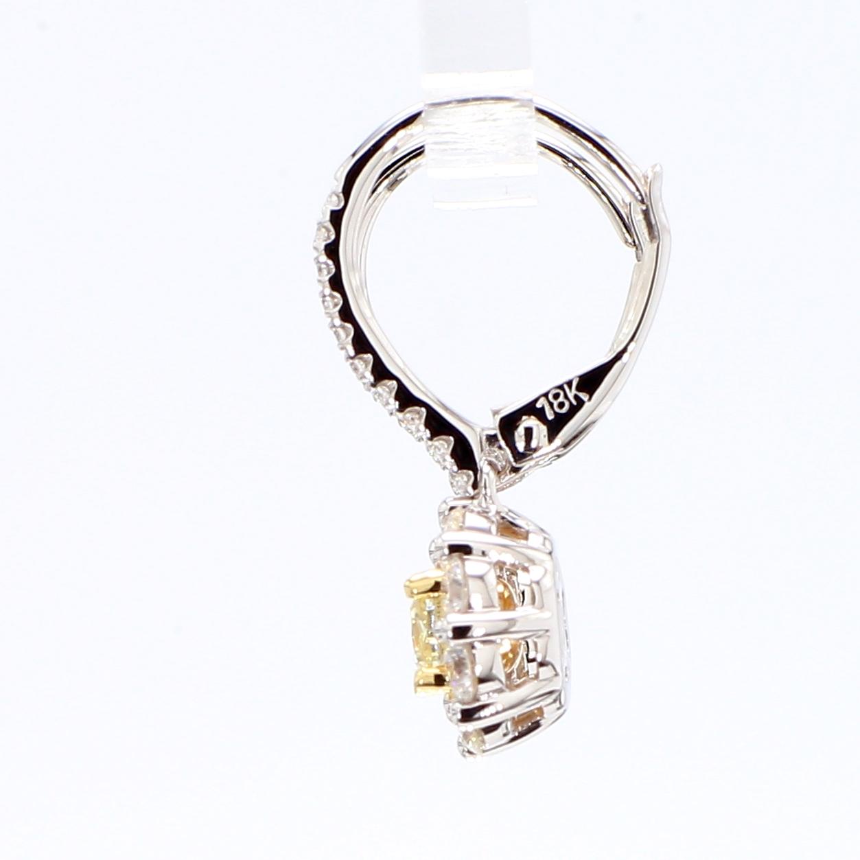 Natural Yellow Cushion Diamond 1.42 Carat TW Gold Drop Earrings