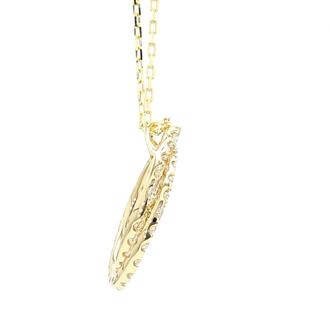 Natural White Round Diamond 1.20 Carat TW Yellow Gold Drop Pendant