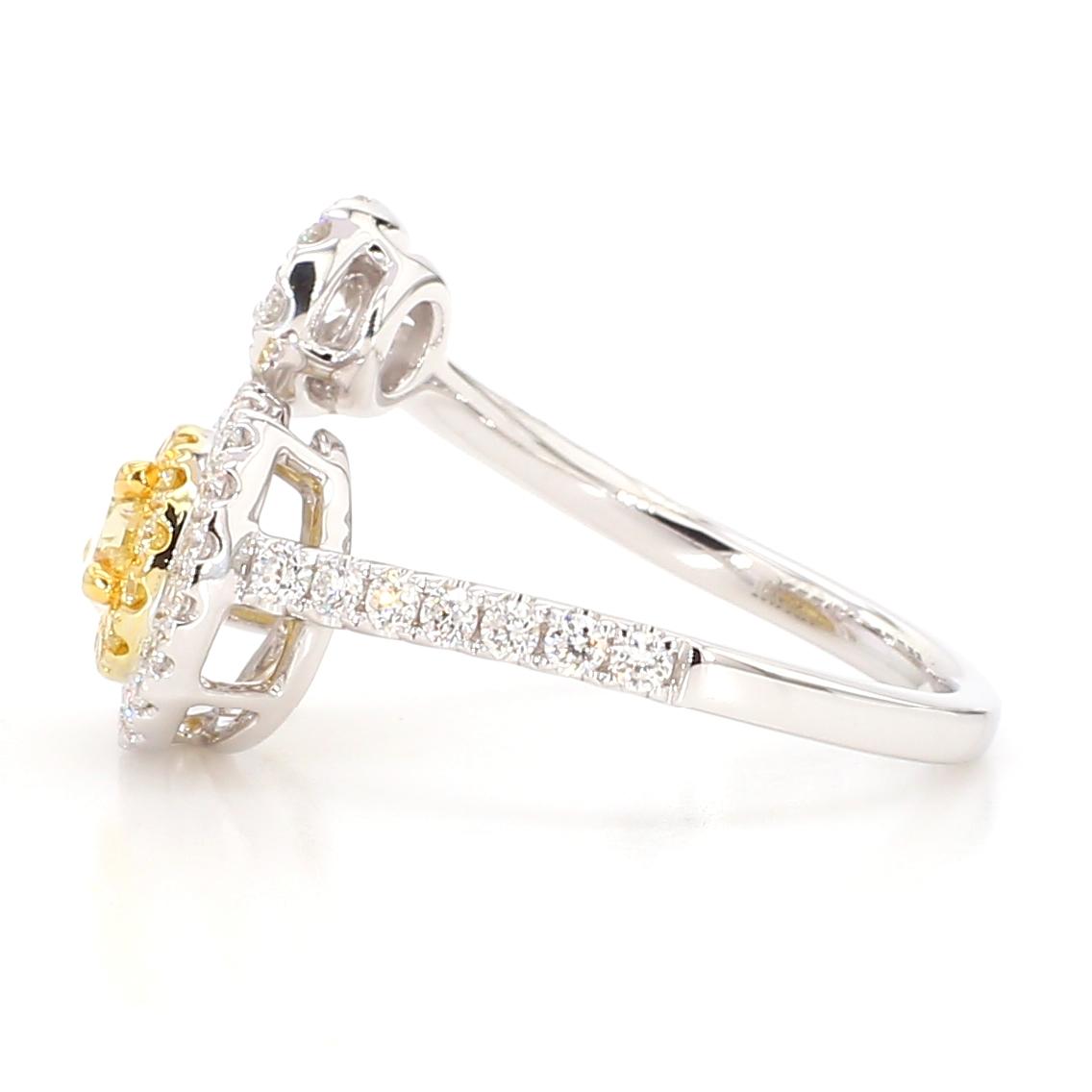 GIA Certified Natural Yellow Pear Diamond 1.30 Carat TW Gold Cocktail Ring