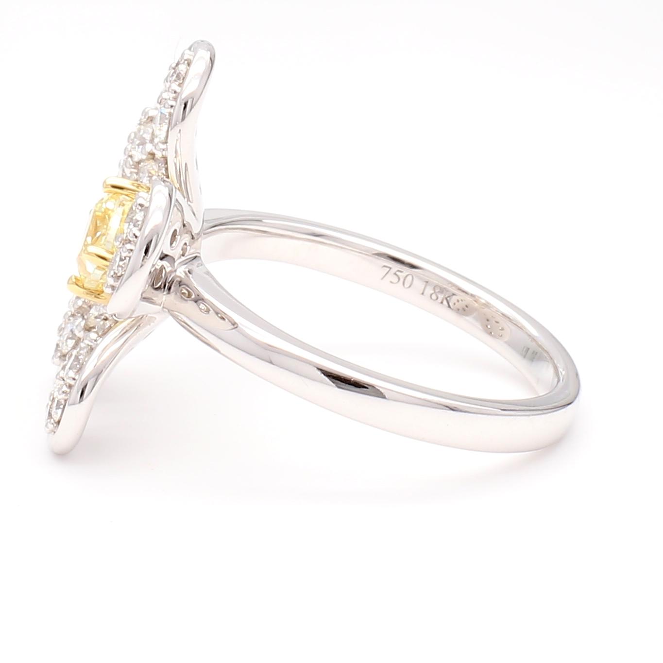 Natural Yellow Cushion Diamond 1.00 Carat TW Gold Cocktail Ring