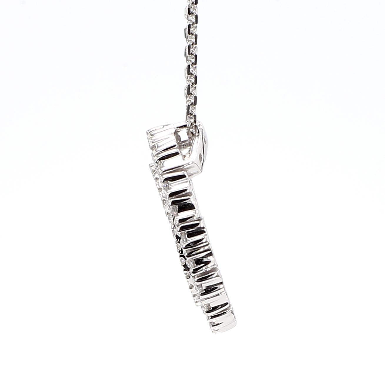 Natural White Round Diamond 0.51 Carat TW White Gold Drop Pendant