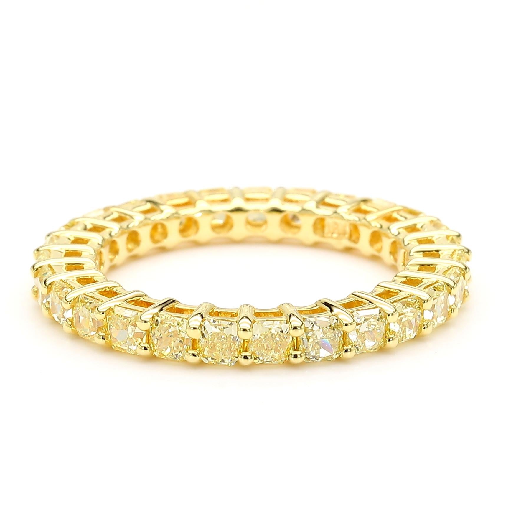 Natural Yellow Radiant Diamond 2.17 Carat TW Gold Wedding Band