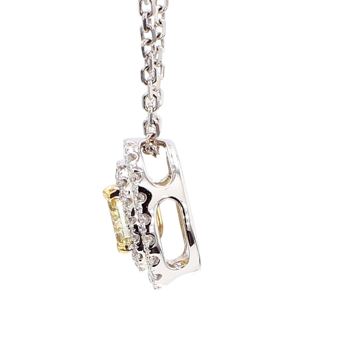 Natural Yellow Oval Diamond 0.64 Carat TW Gold Drop Pendant