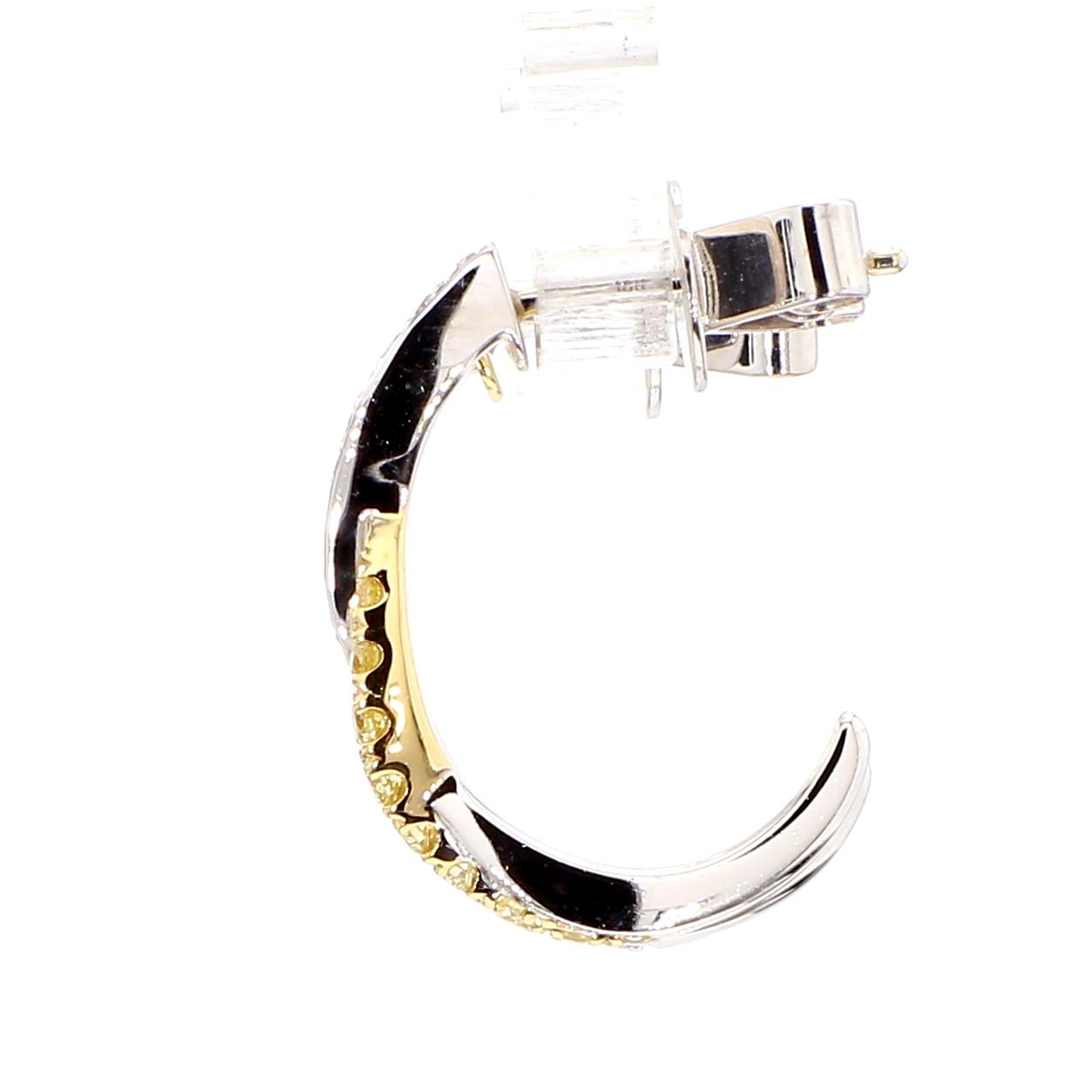 Natural Yellow Round Diamond 0.49 Carat TW Gold Drop Earrings