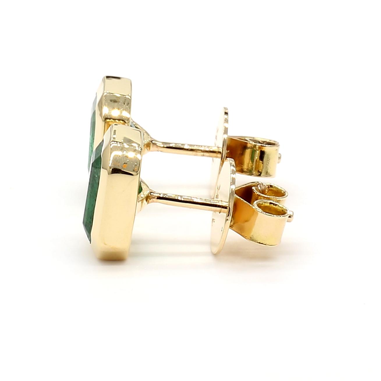 Natural Emerald 2.07 Carat TW Gold Stud Earrings