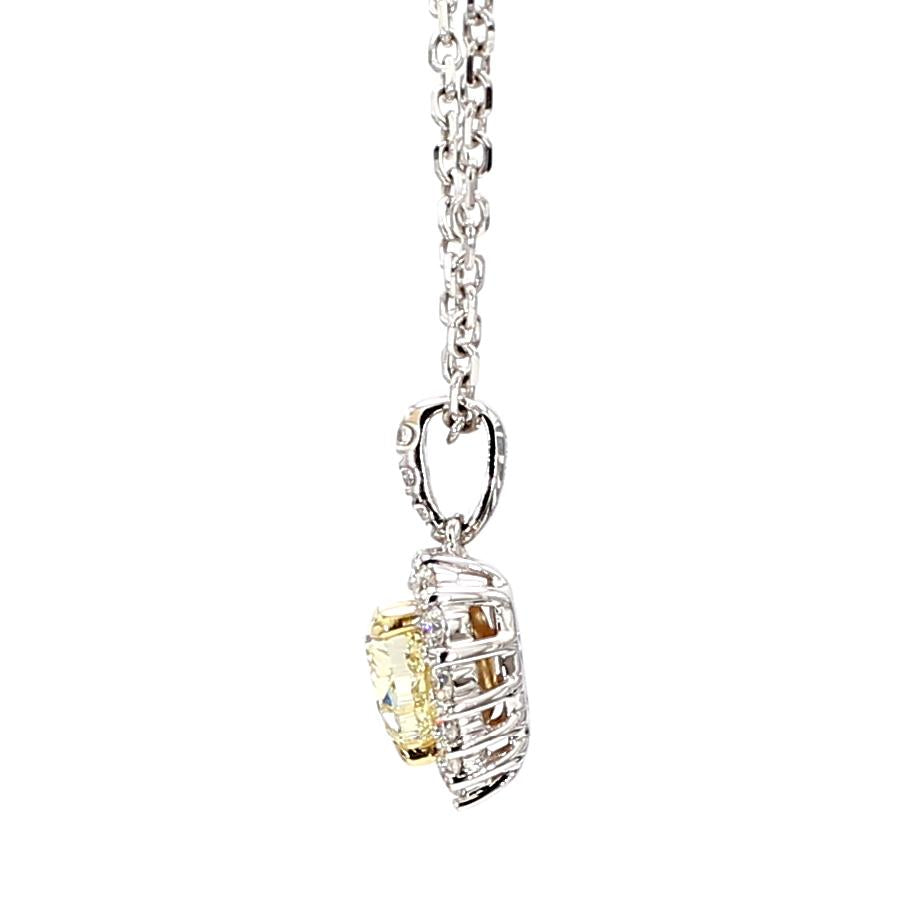 Natural Yellow Heart Diamond 0.90 Carat TW Gold Heart Pendant