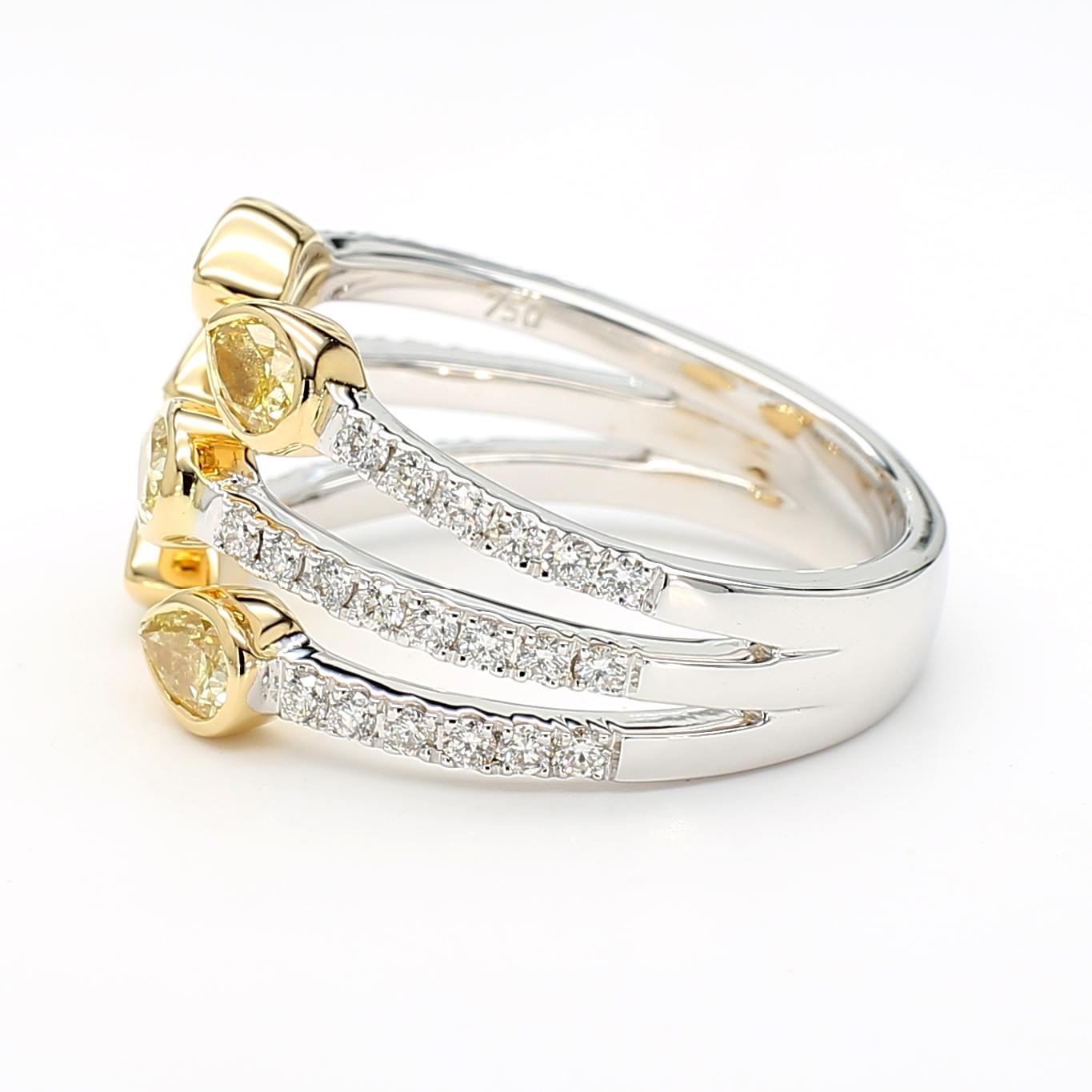 Natural Yellow Pear Diamond 1.48 Carat TW Gold Cocktail Ring
