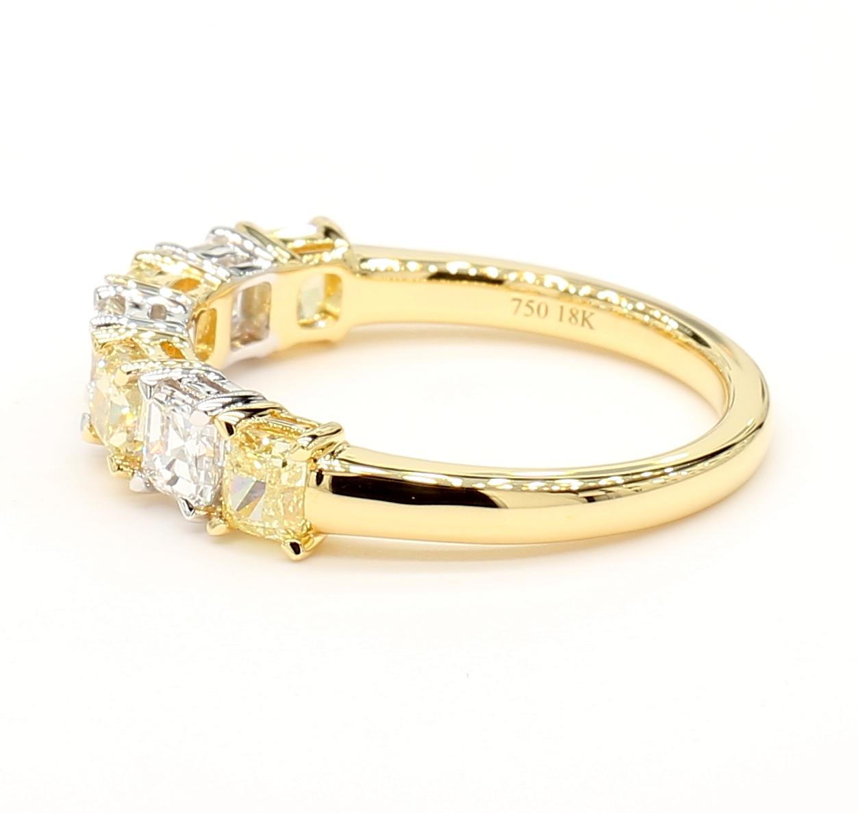 Natural Yellow Cushion Diamond 1.54 Carat TW Gold Cocktail Band