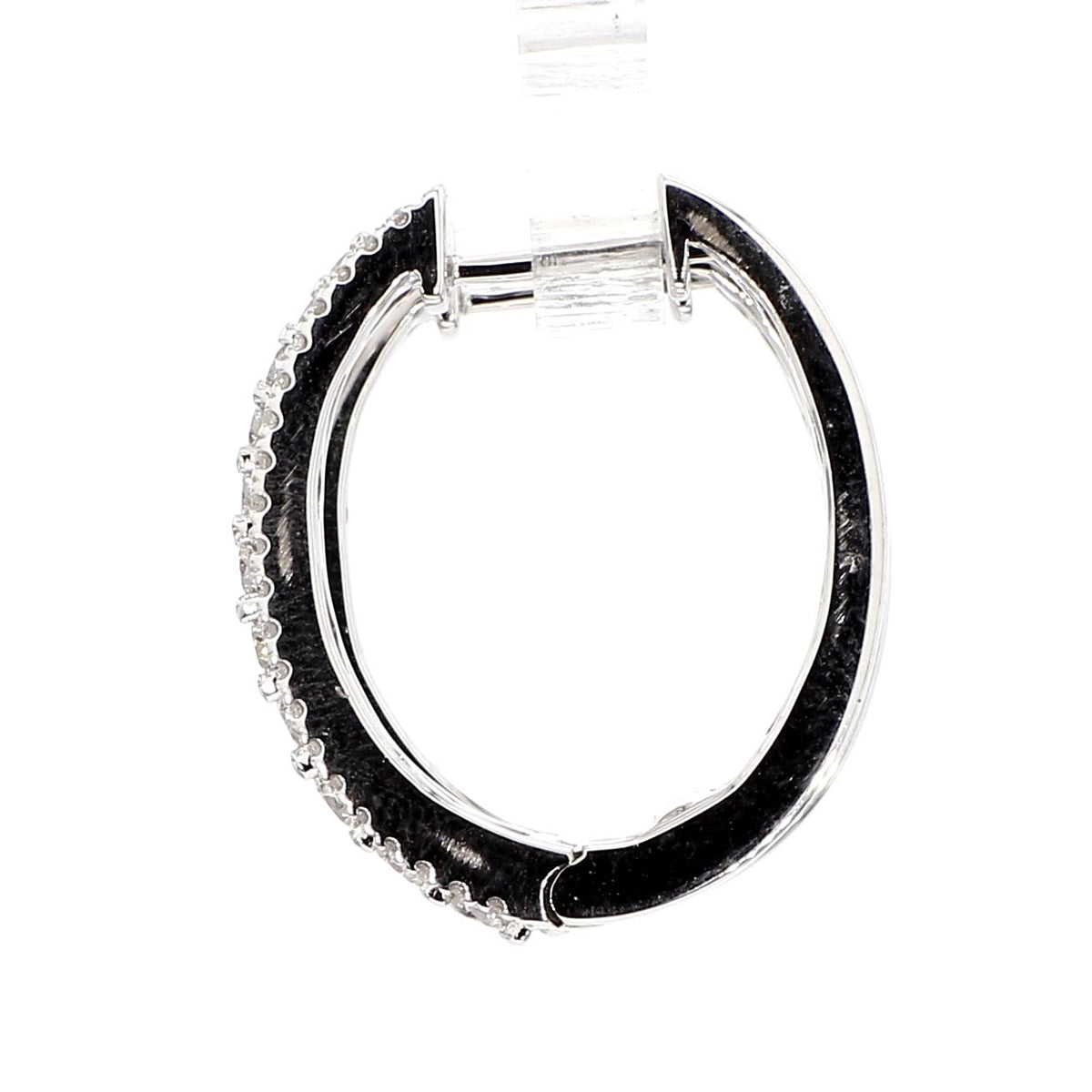 Natural White Round Diamond 1.01 Carat TW White Gold Hoop Earrings