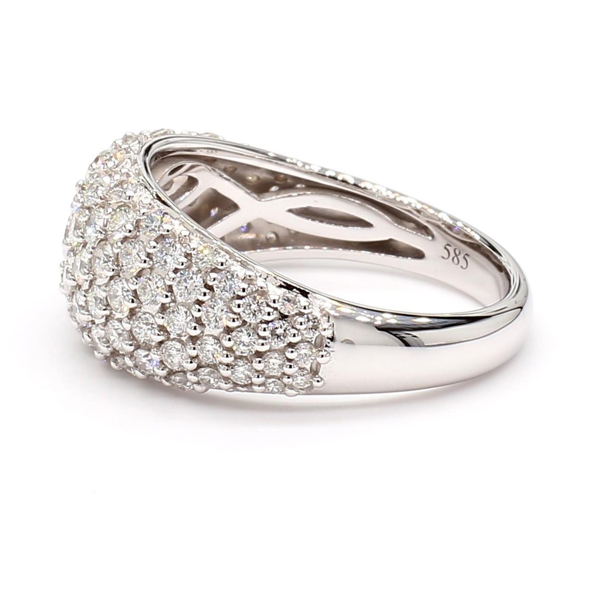 Natural White Round Diamond 1.13 Carat TW White Gold Cocktail Band