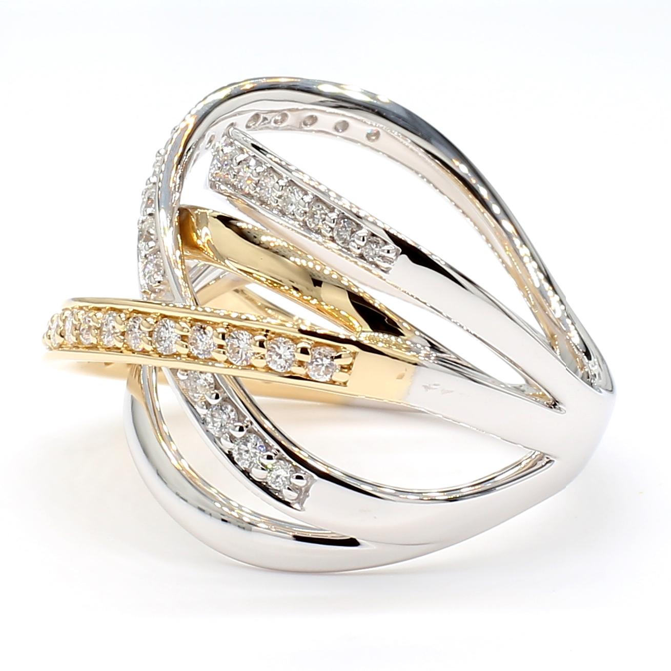 Natural White Round Diamond .61 Carat TW Gold Cocktail Ring