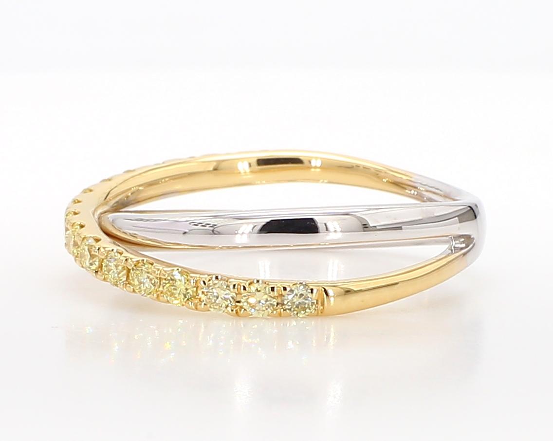Natural Yellow Round Diamond .47 Carat TW Gold Wedding Band