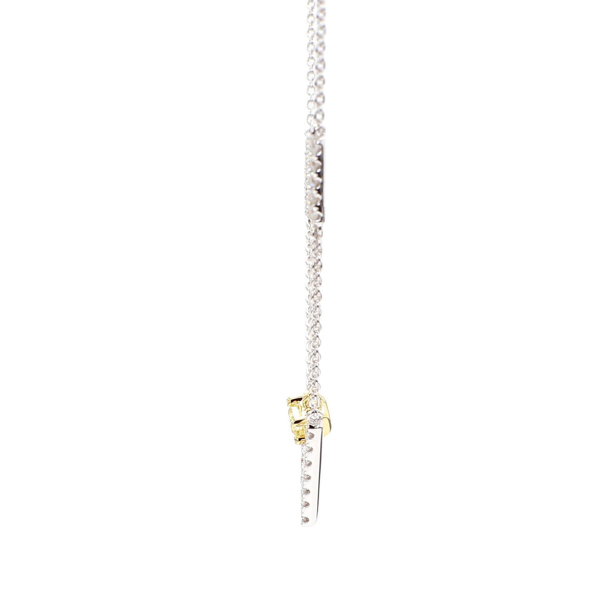Natural Yellow Cushion Diamond 0.39 Carat TW Gold Drop Necklace