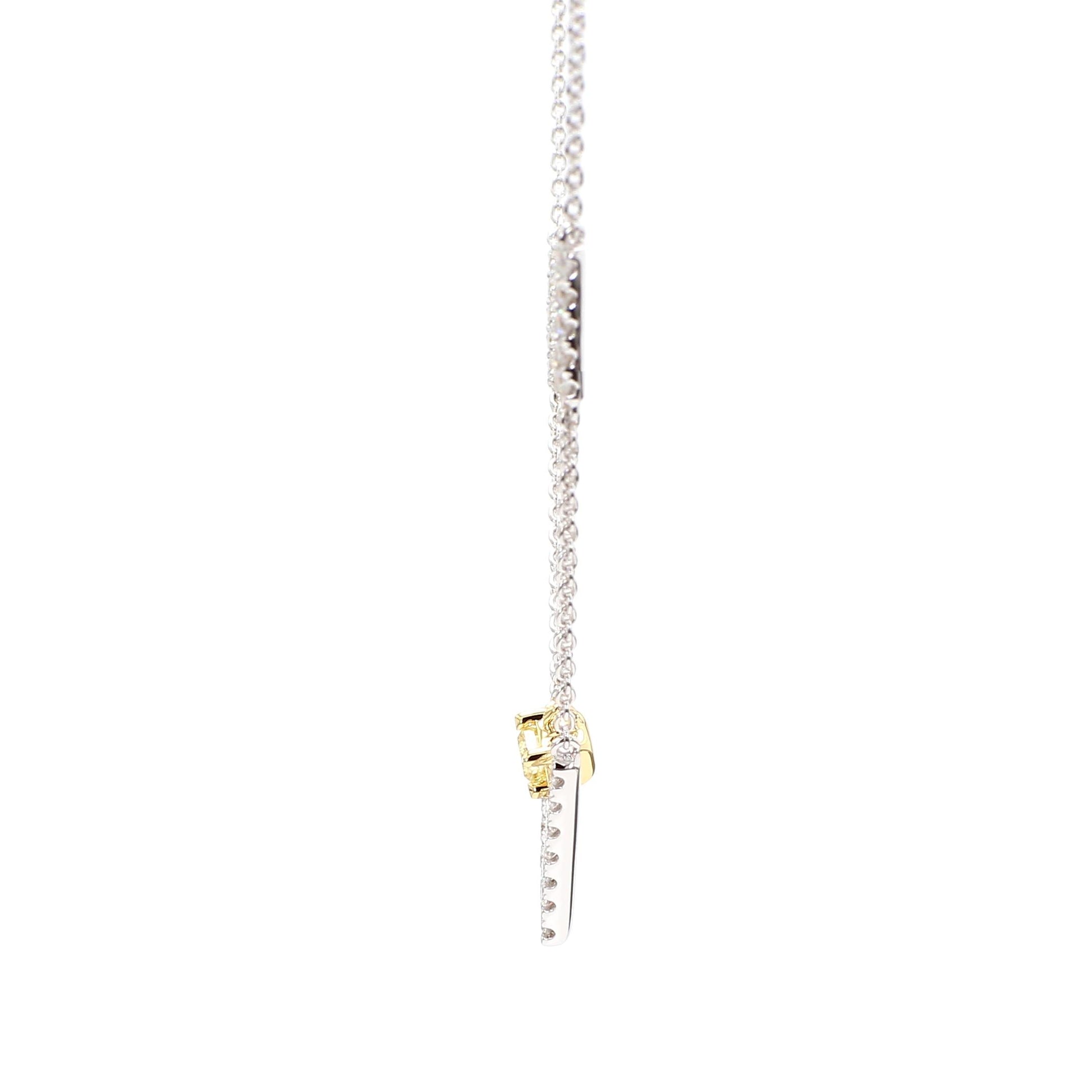 Natural Yellow Cushion Diamond 0.39 Carat TW Gold Drop Necklace