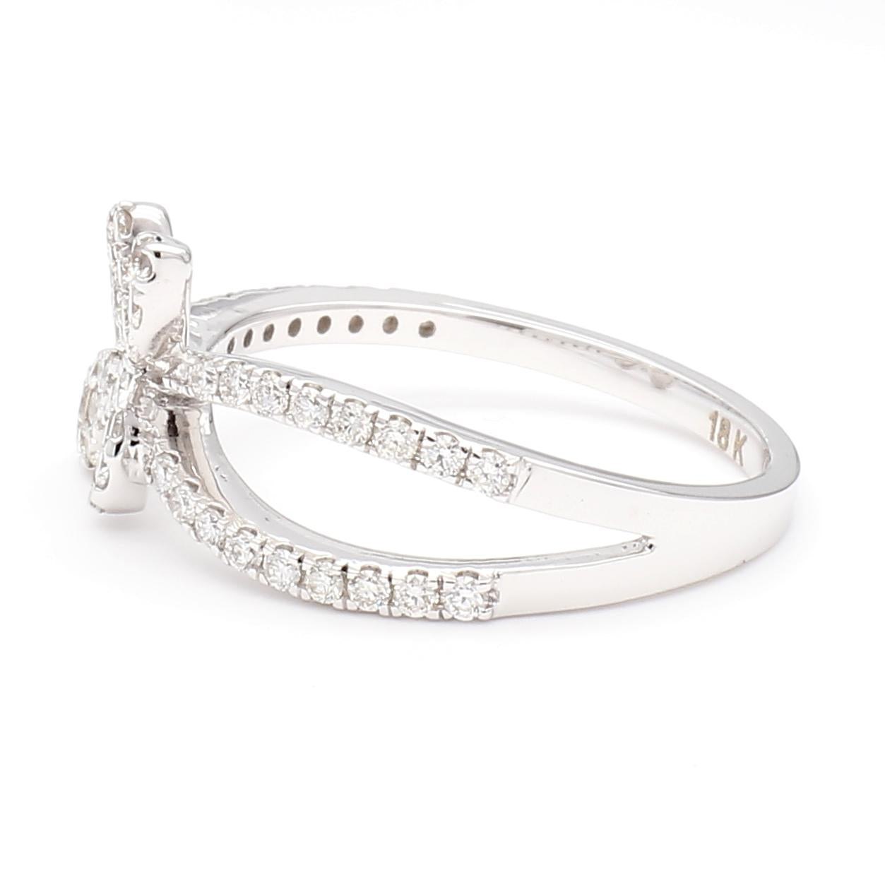 Natural White Round Diamond 0.66 Carat TW White Gold Cocktail Band