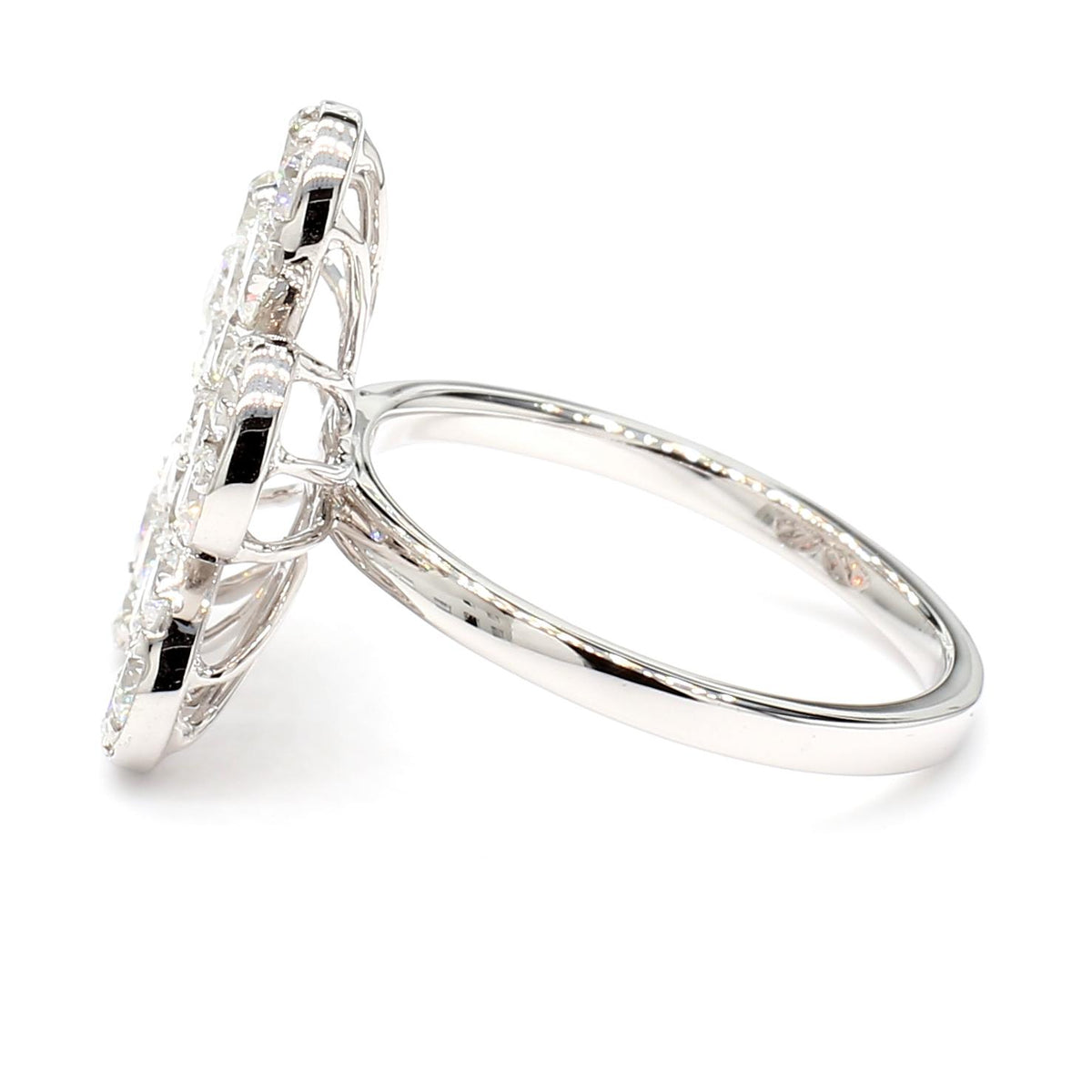 Natural White Round Diamond 2.35 Carat TW White Gold Cocktail Ring