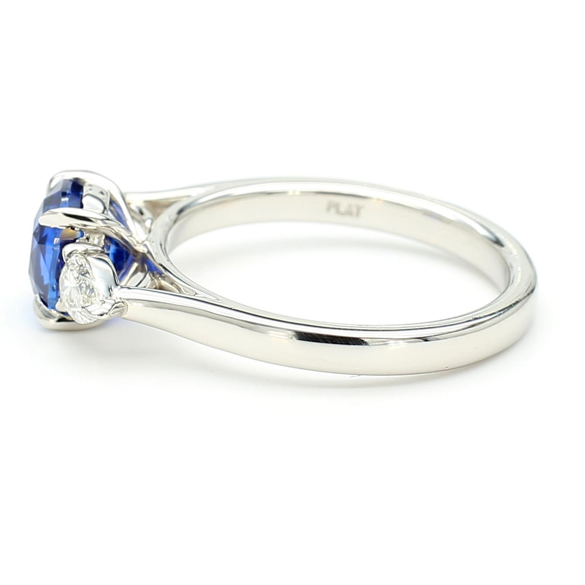 GIA Certified Blue Cushion Sapphire and White Diamond 2.38 Carat TW Plat Ring