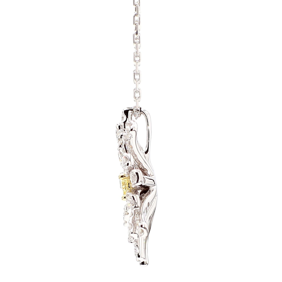 Natural Yellow Cushion and White Diamond 1.75 Carat TW Gold Drop Pendant