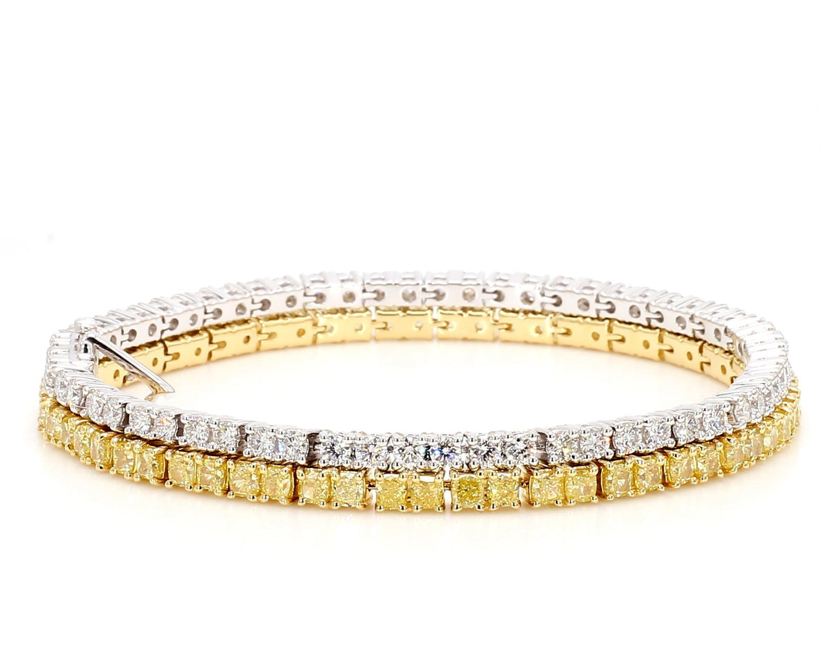Natural Yellow Cushion Diamond 10.0 Carat TW Gold Tennis Bracelet