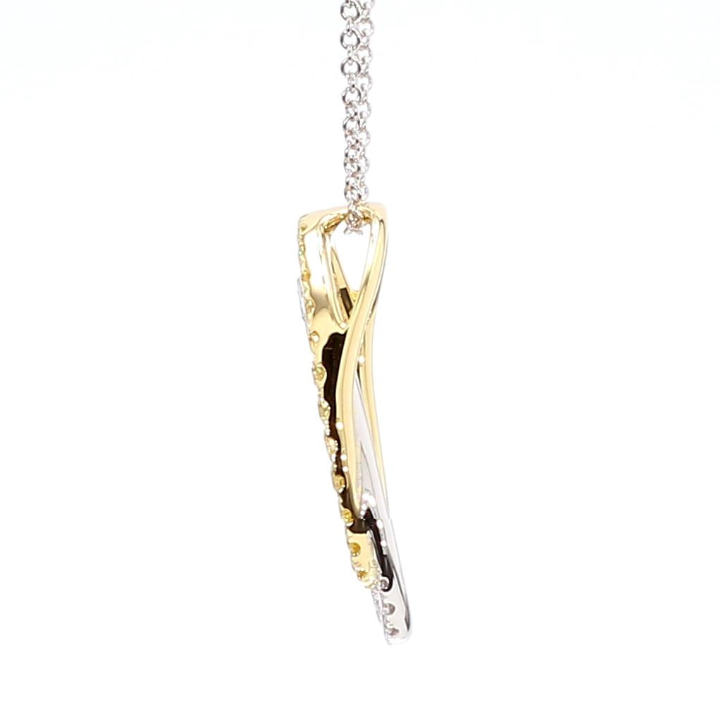 Natural Yellow Round and White Diamond .63 Carat TW Gold Drop Pendant