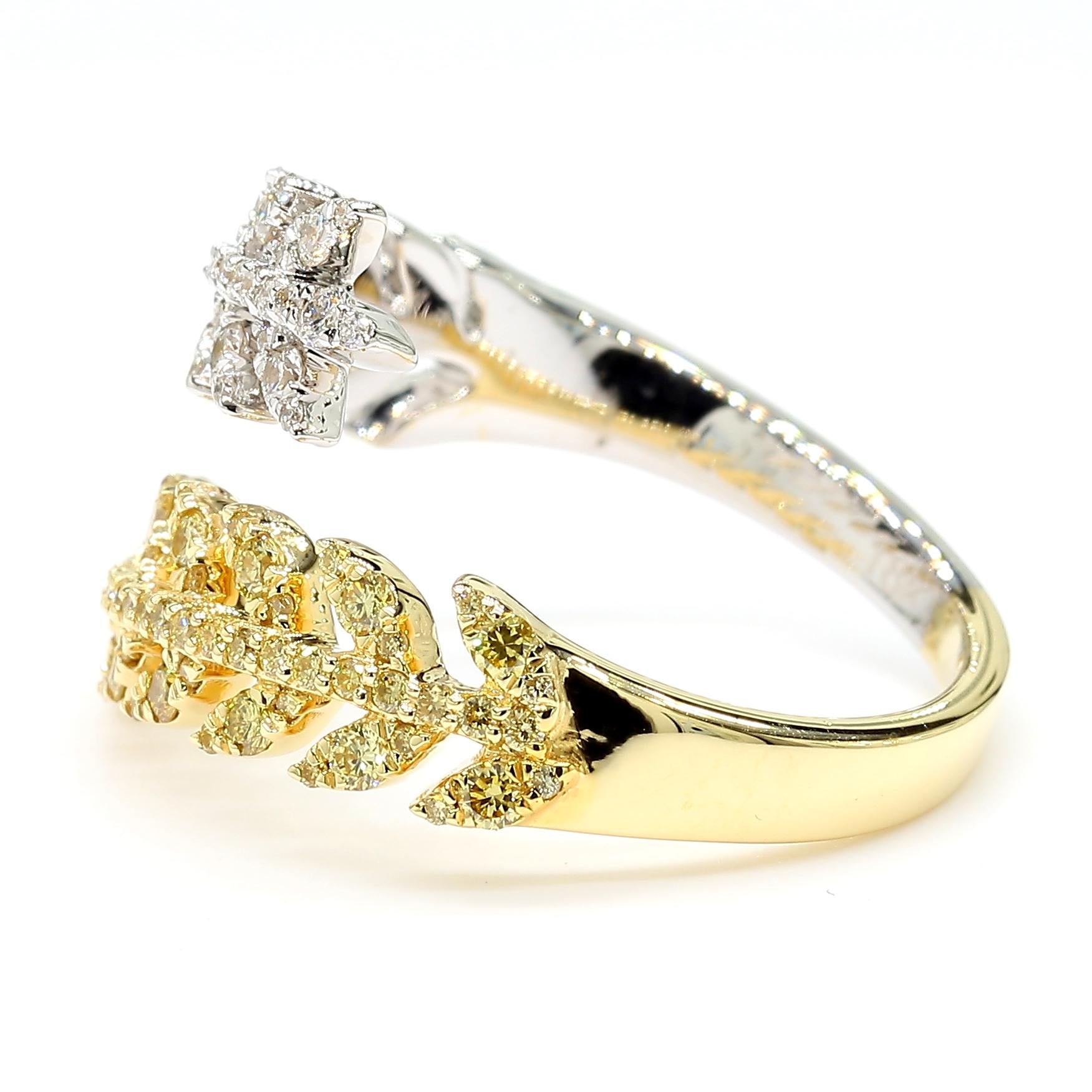 Natural Yellow Round Diamond 0.60 Carat TW Gold Cocktail Ring