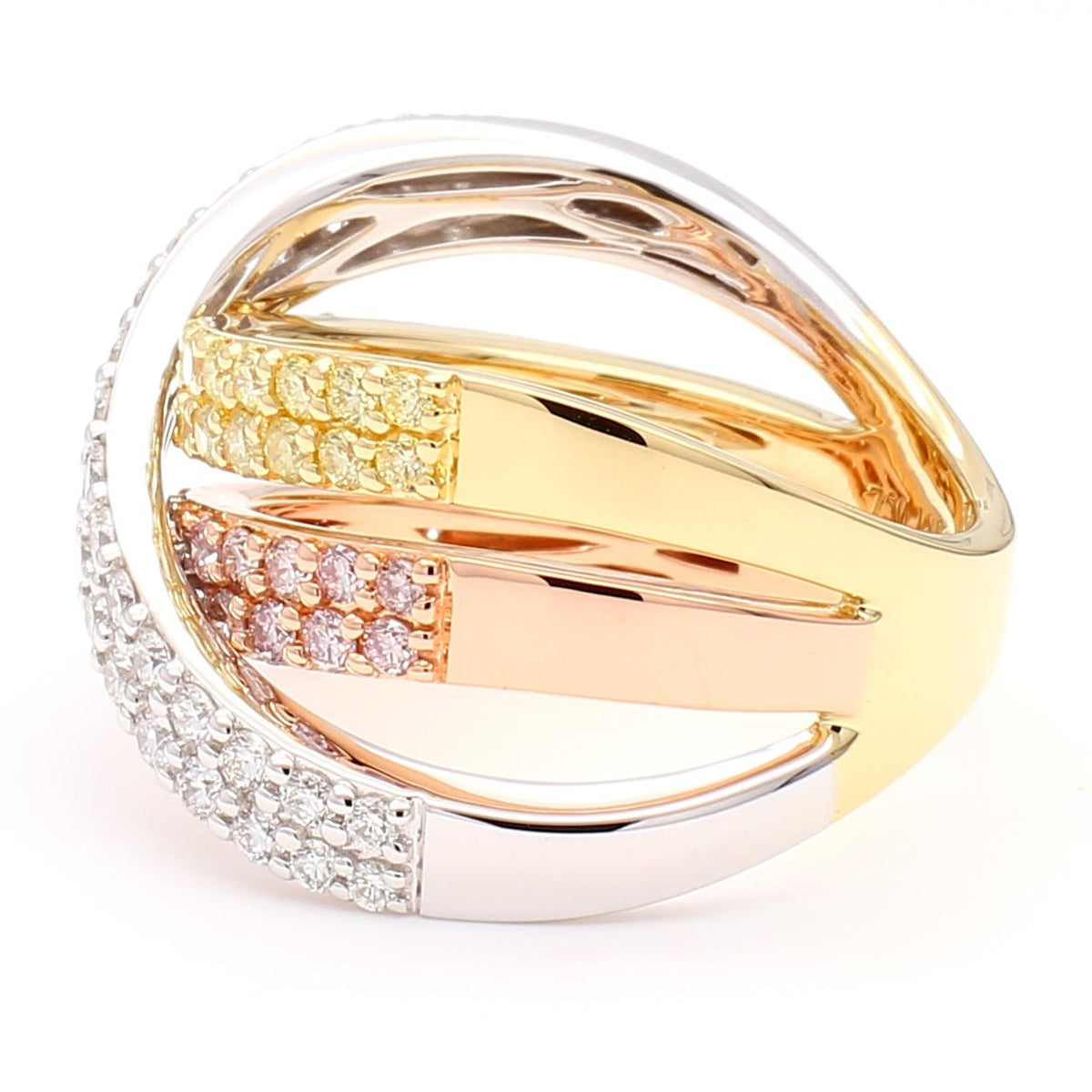 Natural Pink Round Diamond 1.26 Carat TW Gold Cocktail Ring