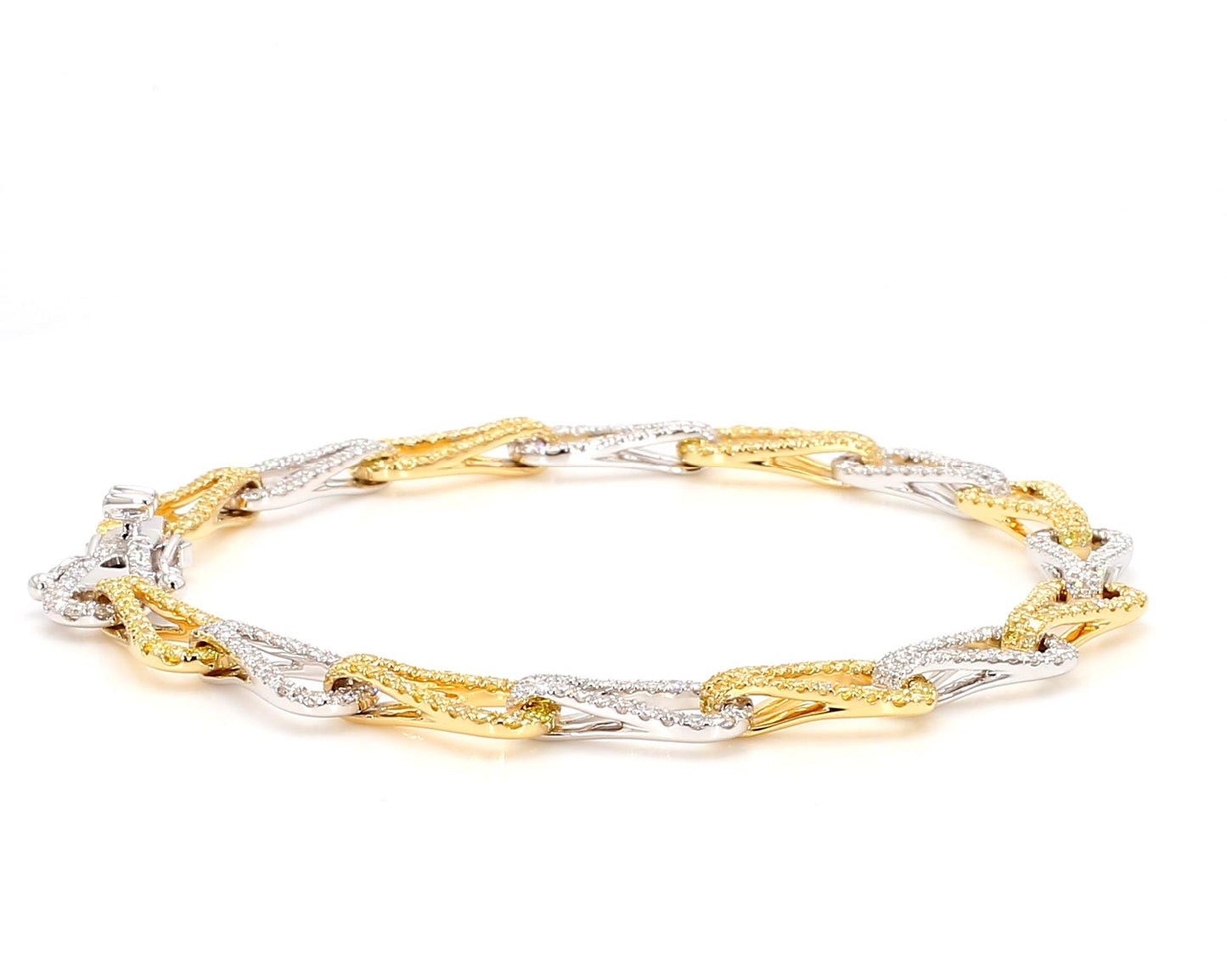 Natural Yellow Round Diamond 3.09 Carat TW Gold Bracelet