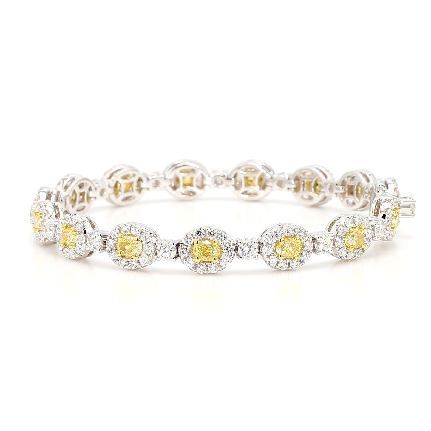 Natural Yellow Oval Diamond 7.36 Carat TW Gold Bracelet