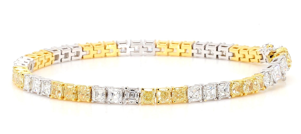 Natural Yellow Cushion Diamond 9.19 Carat TW Gold Bracelet