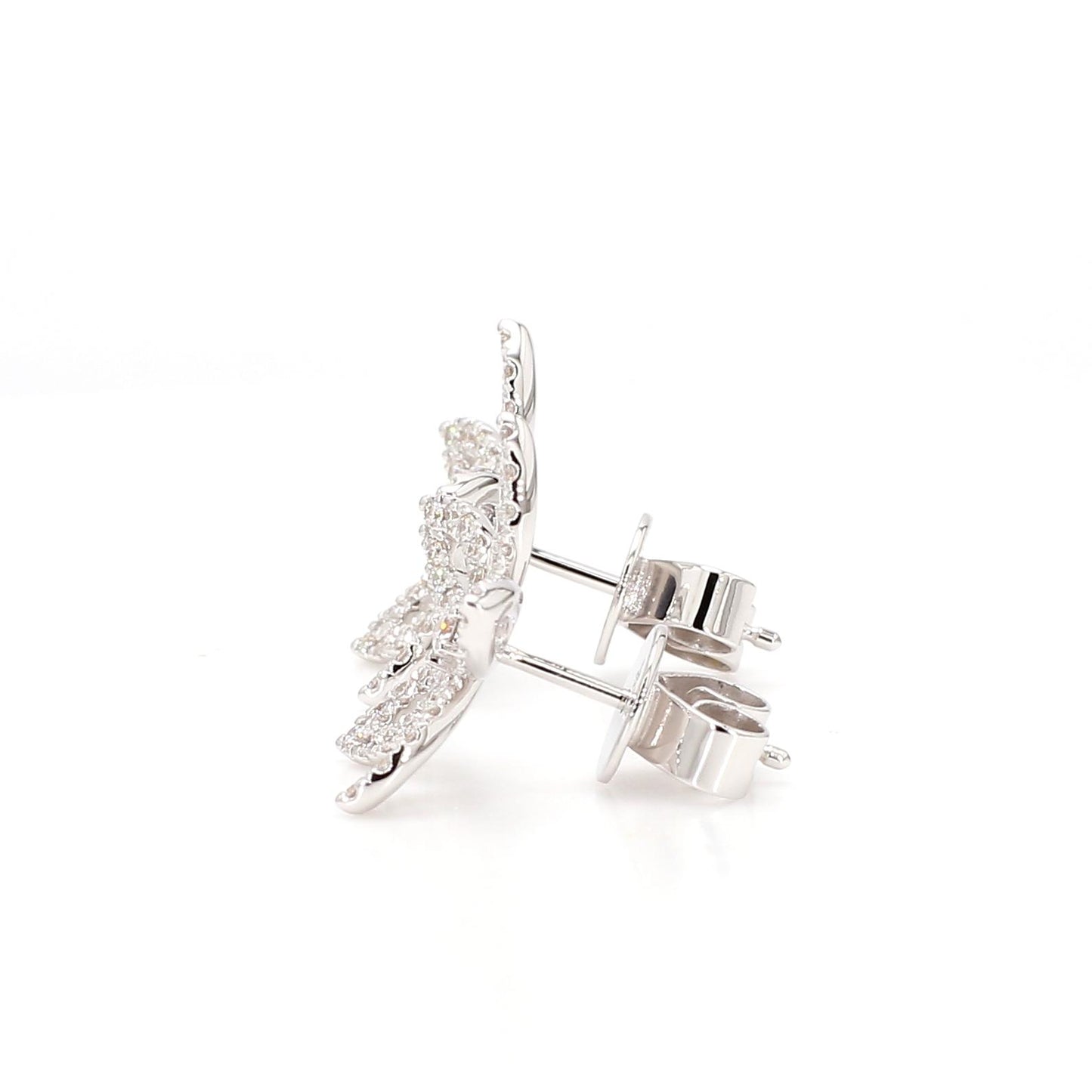 Natural White Round Diamond 0.56 Carat TW Gold Earrings
