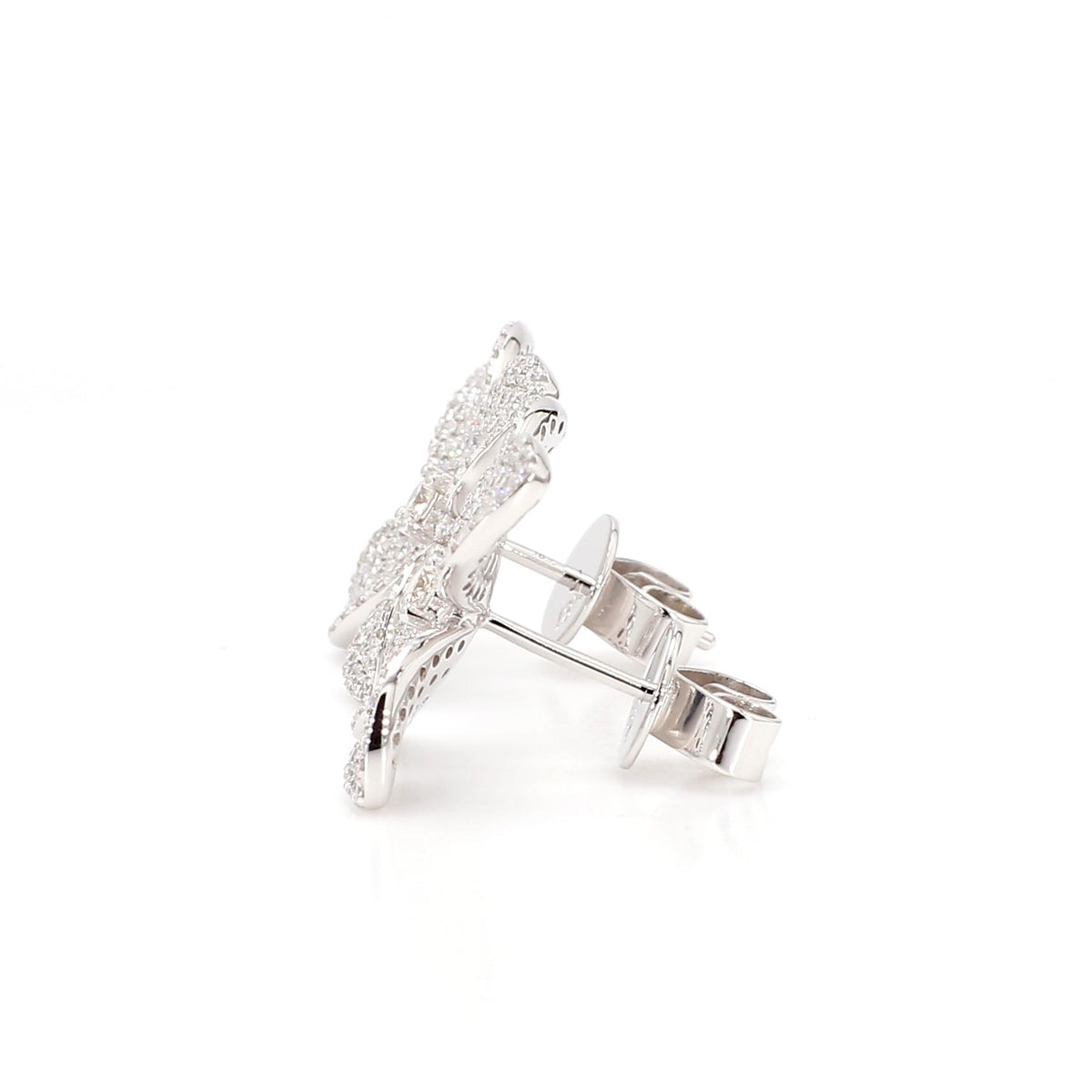 Natural White Round Diamond 0.98 Carat TW Gold Earrings