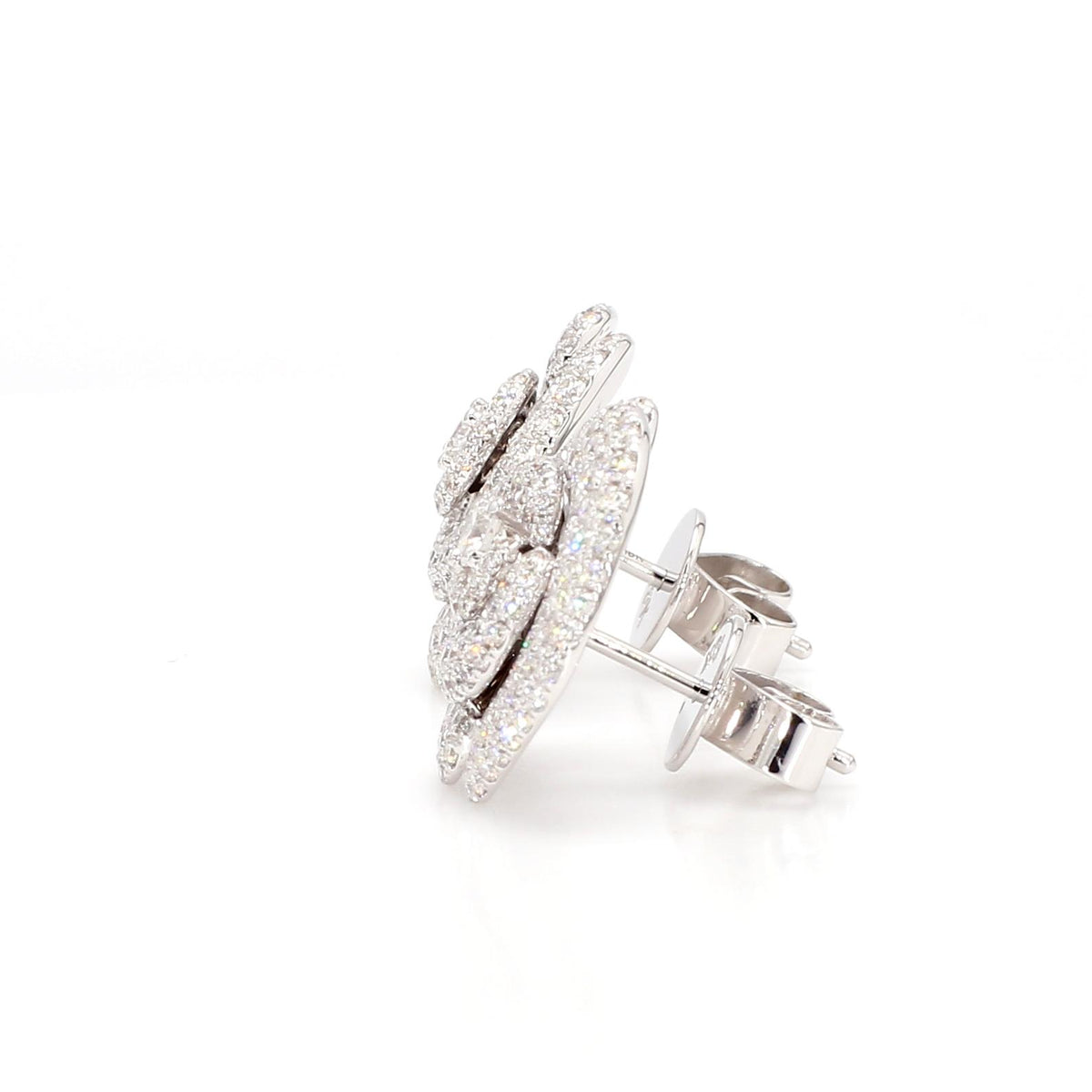 Natural White Round Diamond 1.55 Carat TW Gold Earrings