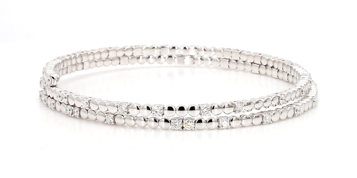 Natural White Round Diamond 1.54 Carat TW Gold Bracelet