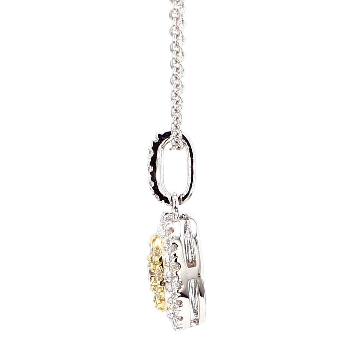 Natural Yellow Round Diamond 0.32 Carat TW Gold Drop Pendant