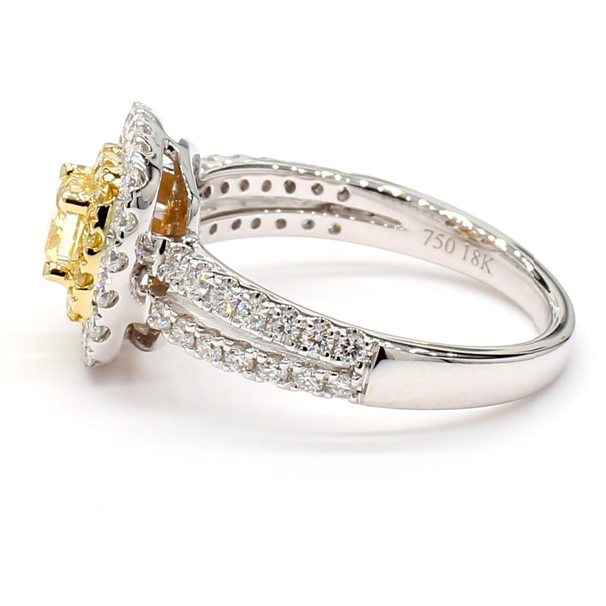 Natural Yellow Cushion Diamond 1.11 Carat TW Gold Cocktail Ring