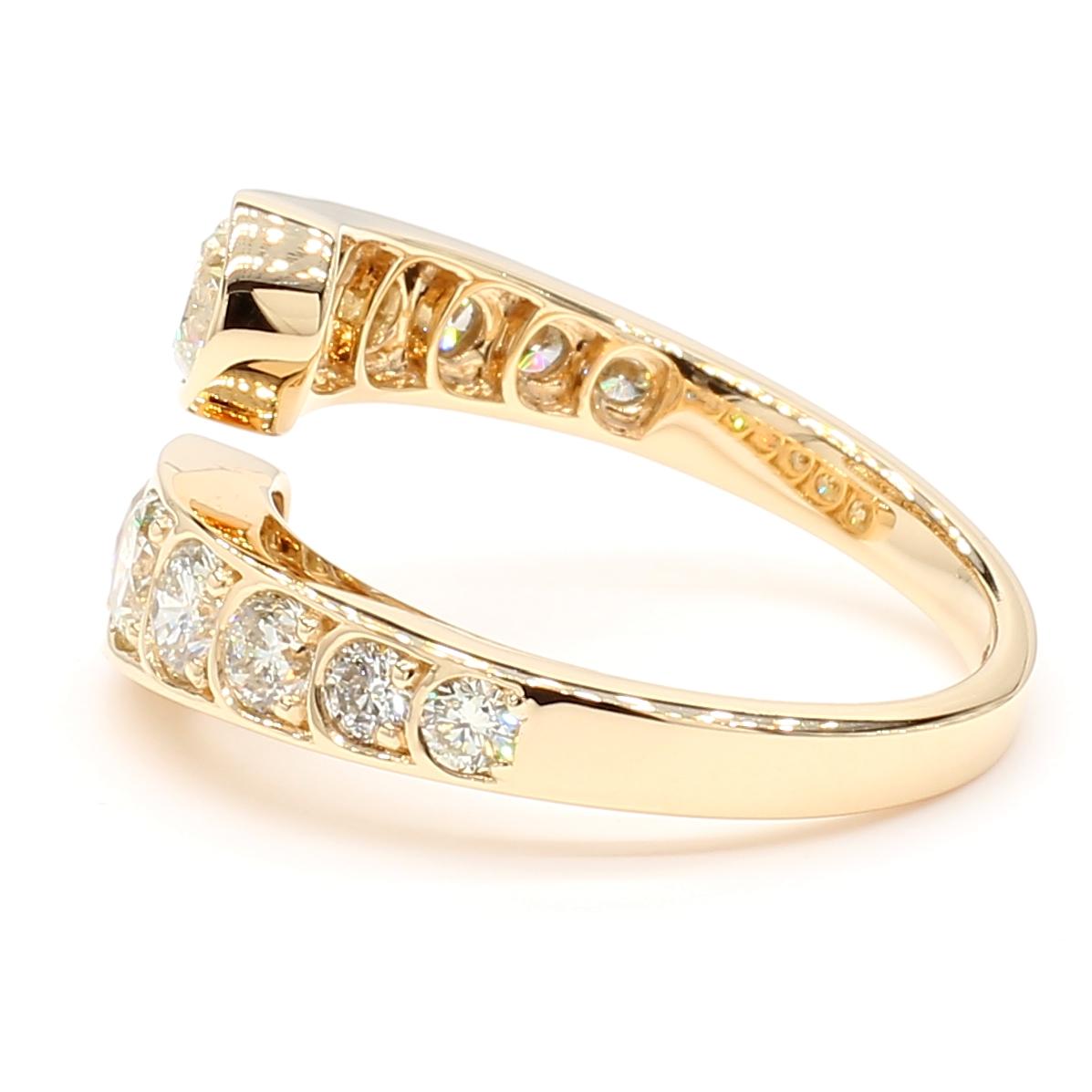 Natural White Round Diamond 1.82 Carat TW Yellow Gold Cocktail Band