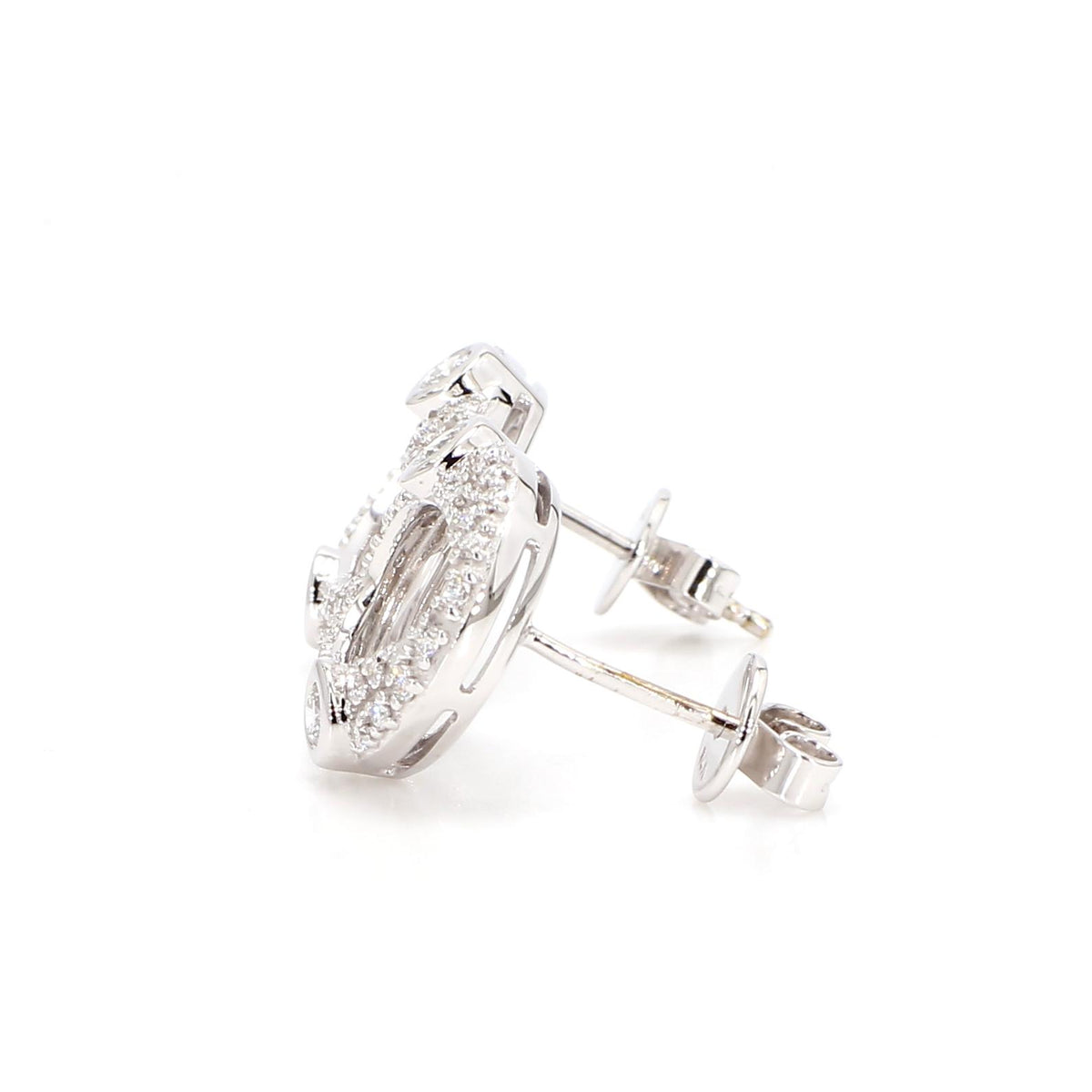 Natural White Round Diamond 0.45 Carat TW Gold Earrings
