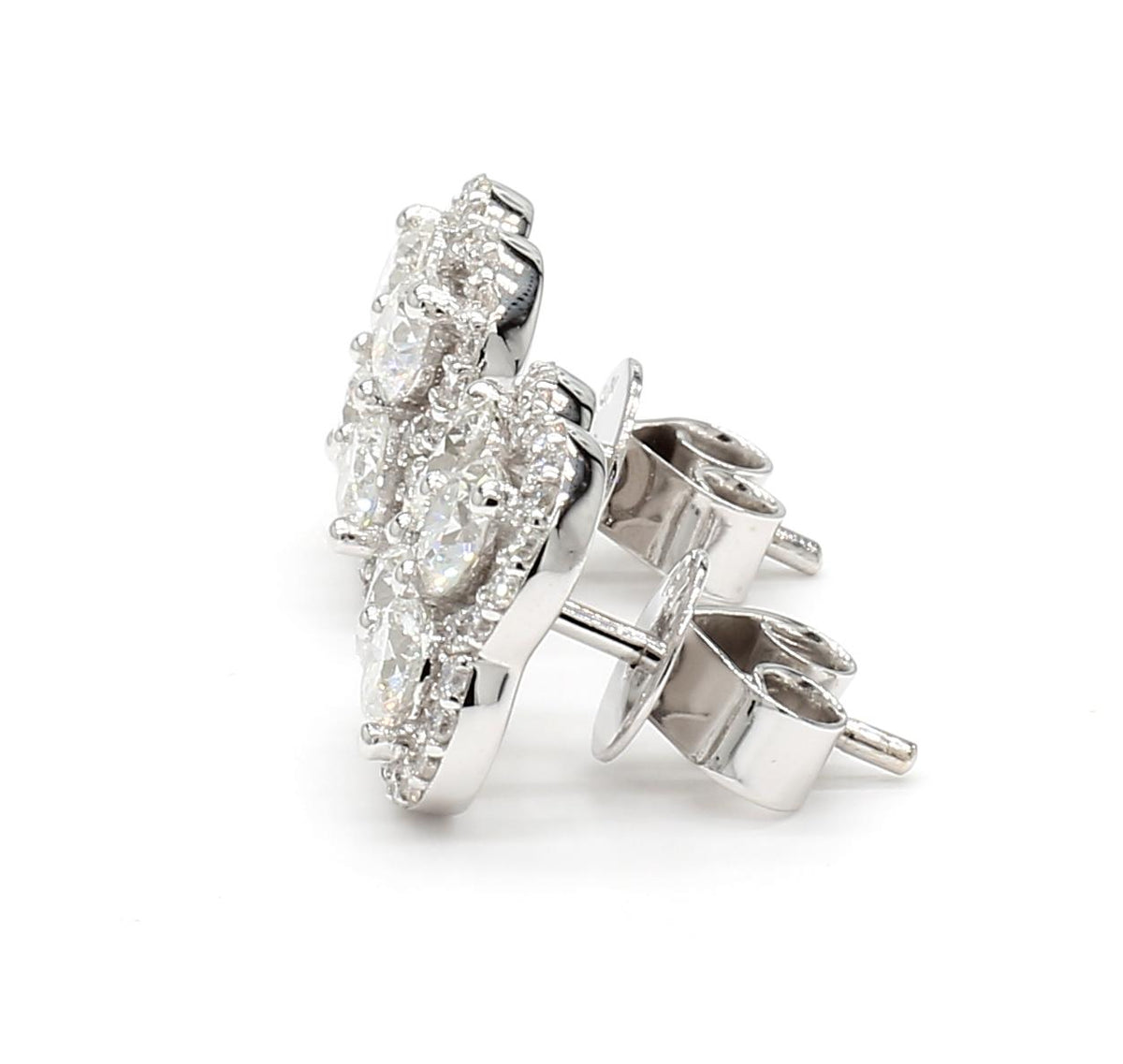 Natural White Round Diamond 1.65 Carat TW White Gold Stud Earrings