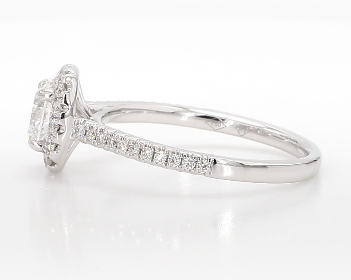 Natural White Round Diamond 1.00 Carat TW White Gold Cocktail Ring