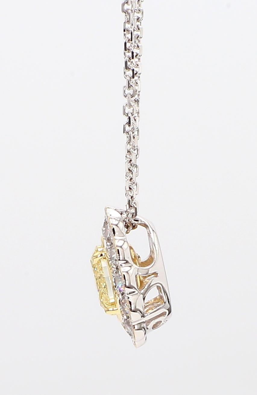 Natural Yellow Oval Diamond 1.07 Carat TW Gold Drop Pendant