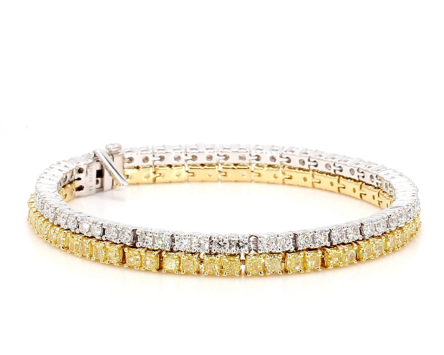 Natural Yellow Cushion Diamond 10.0 Carat TW Gold Tennis Bracelet