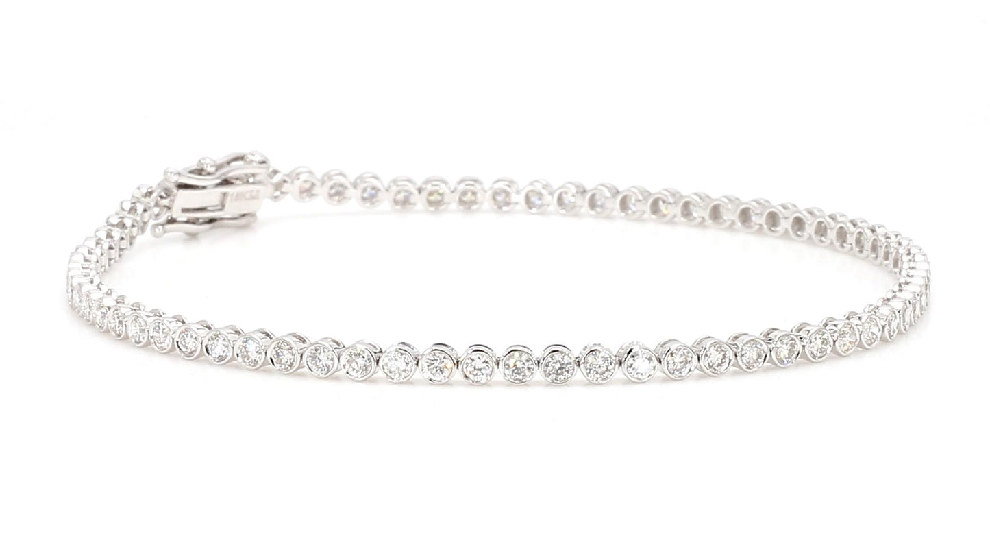 Natural White Round Diamond 1.95 Carat TW White Gold Tennis Bracelet