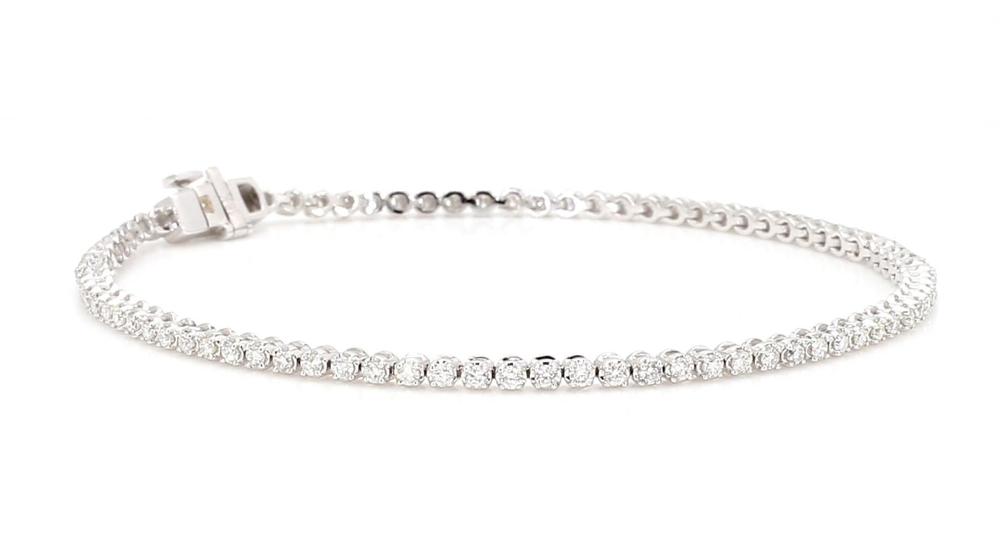 Natural White Round Diamond 1.04 Carat TW White Gold Tennis Bracelet