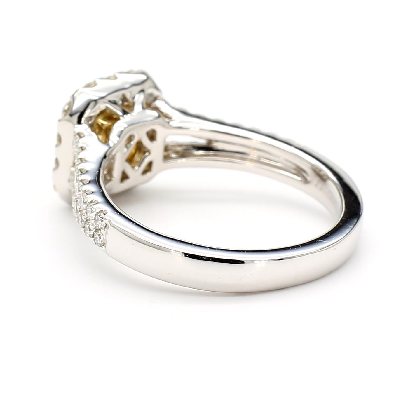 GIA Certified Natural Yellow Radiant Diamond 1.57 Carat TW Gold Cocktail Ring