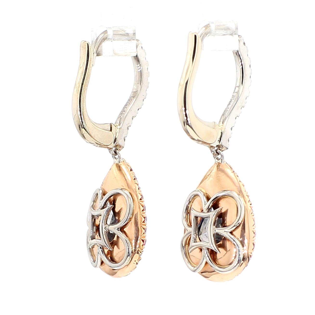 GIA Certified Fancy Gray Pear Diamond 4.58 Carat TW Platinum Drop Earrings