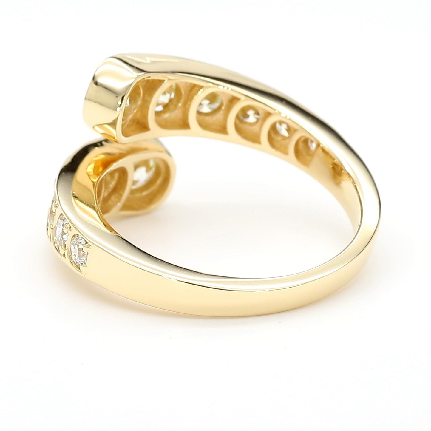 Natural White Round Diamond 1.47 Carat TW Yellow Gold Cocktail Band